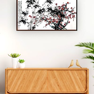 Bamboo and Plum Blossoms Artwork By Ling Cher Eng