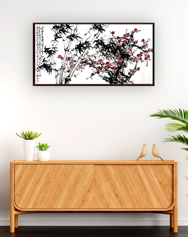 Bamboo and Plum Blossoms Artwork By Ling Cher Eng