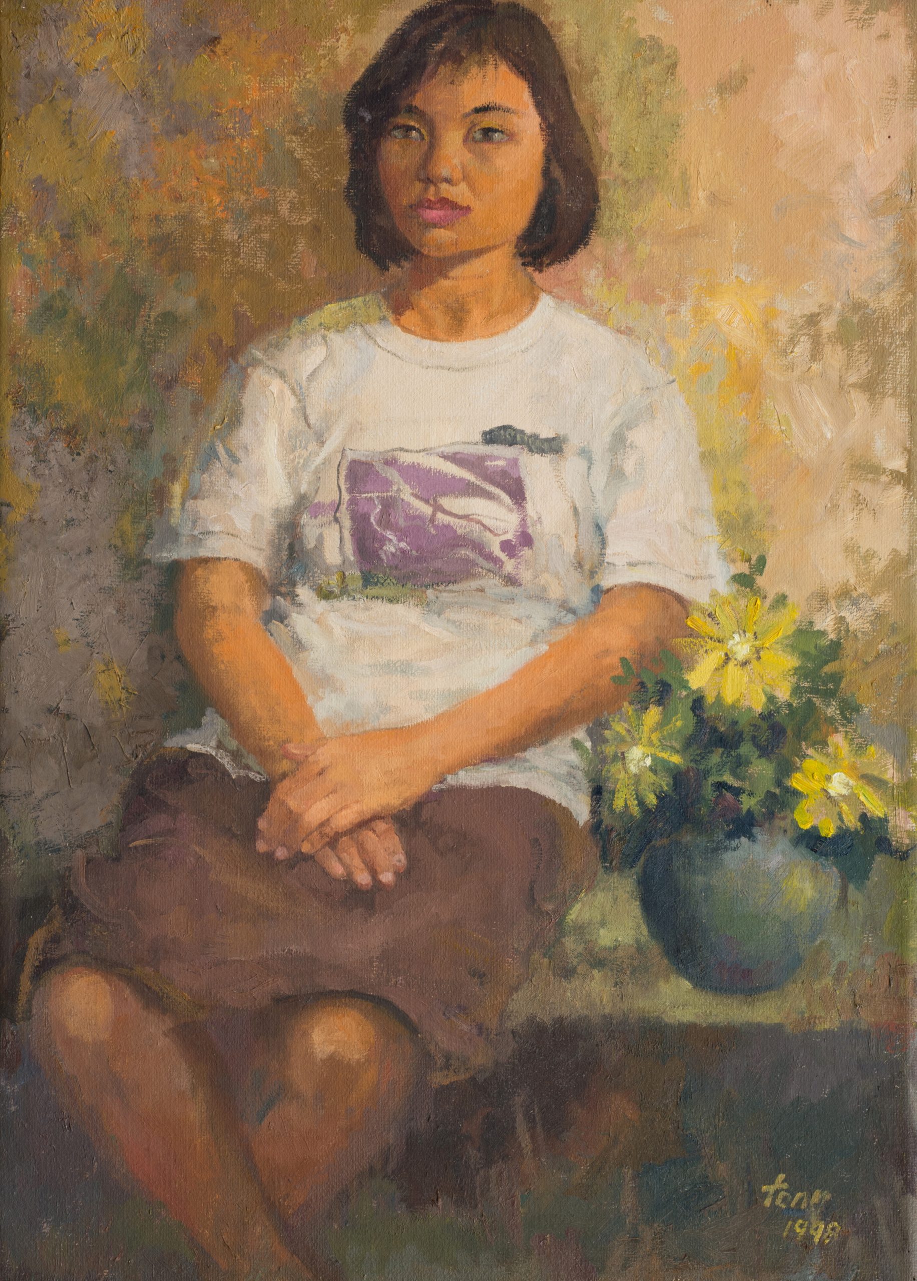 tong_chin_sye_artwork_for_sale_sitting_girl_with_flowers