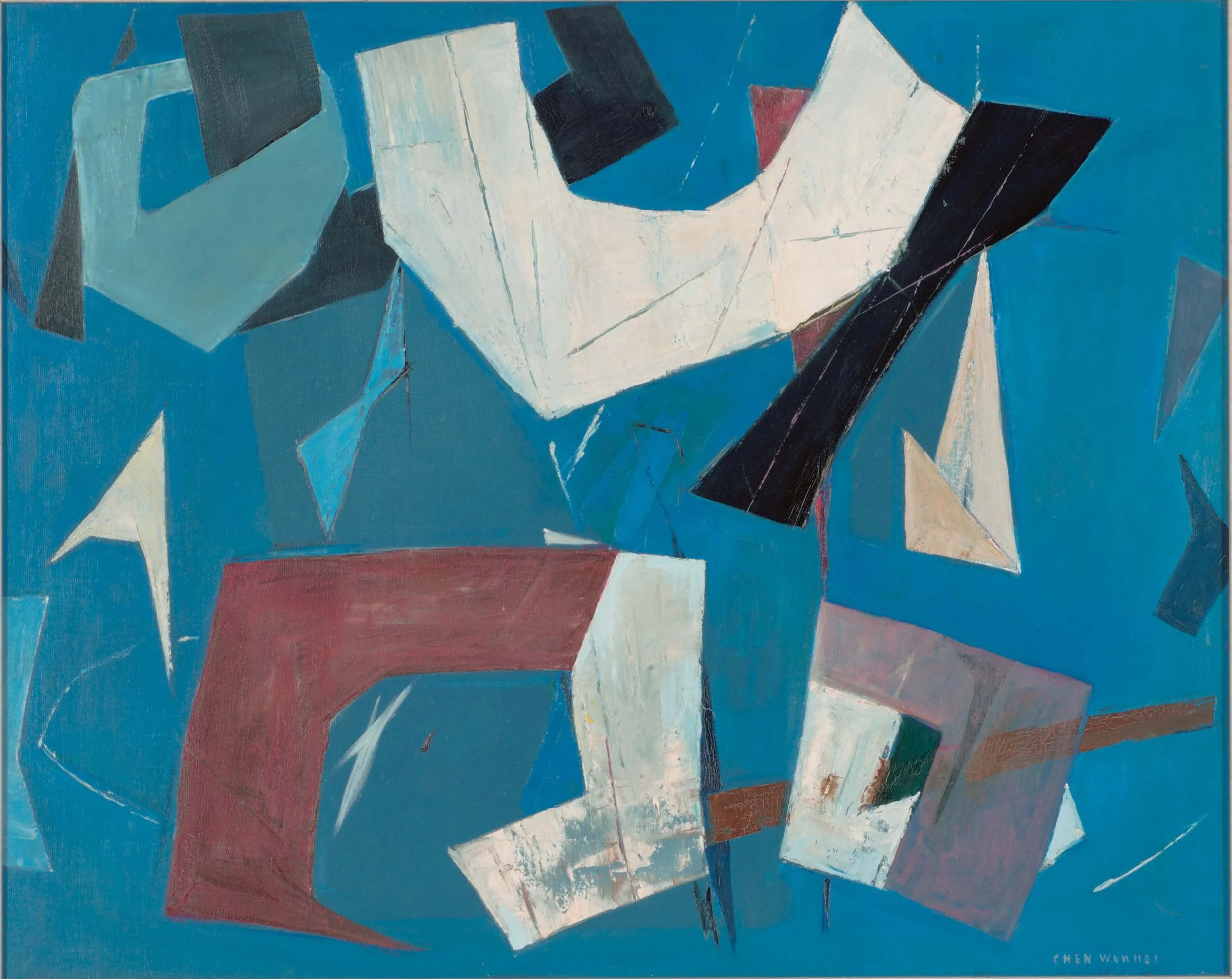 Abstract Cranes, c. 1960s, Oil on canvas.
