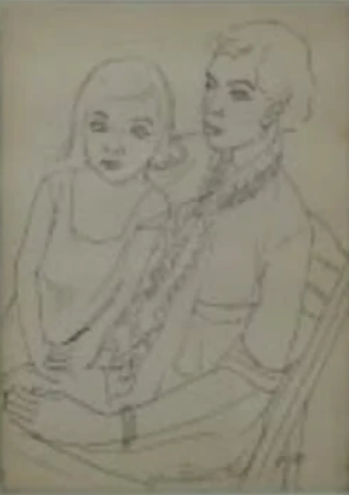 Mother and Child Portrait Sketch