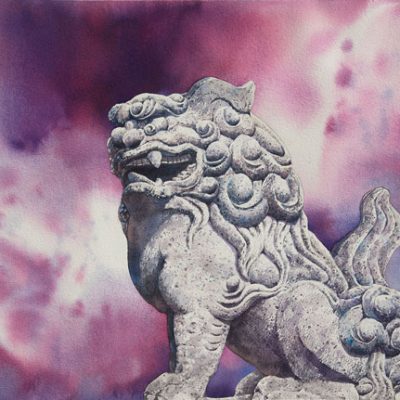 Auspicious Lion in Violet